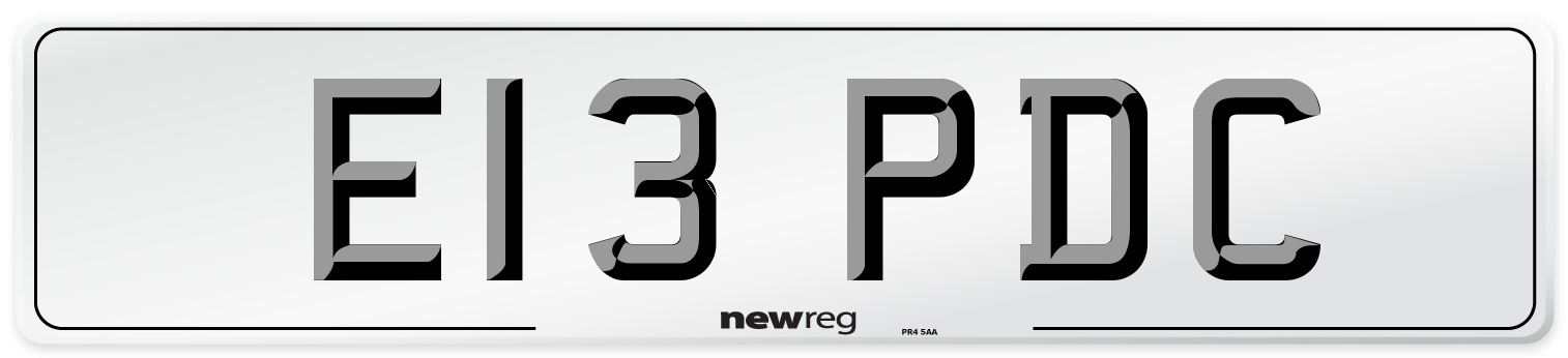 E13 PDC Number Plate from New Reg